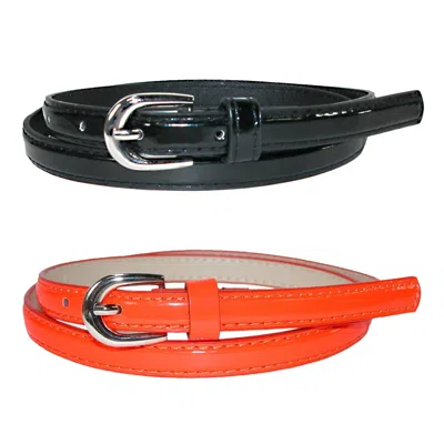 Ctm Women's Skinny Dress Belt (pack Of 2 Colors) In Multi