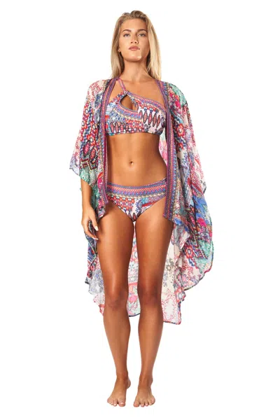 La Moda Clothing Dila Hi-low Kimono In Multi