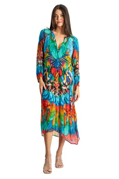 La Moda Clothing Venera Button Down Shirt Dress In Multi