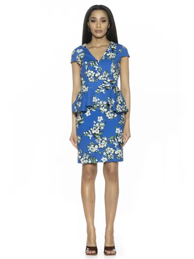 Alexia Admor Willow V-neck Cap Sleeve Sheath Dress In Blue