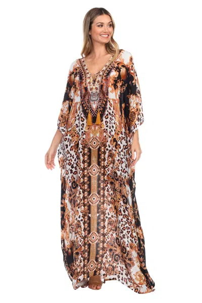 La Moda Clothing Women's Baroque Print Maxi Caftan Coverup In Multi