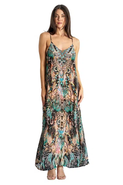 La Moda Clothing Lunetta T-back Maxi Dress In Multi