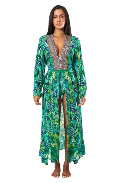 La Moda Clothing Petra Wrap 2 Way Sleeve Maxi Dress In Multi