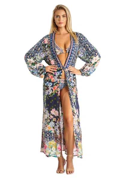 La Moda Clothing Rosalind Wrap 2 Way Sleeve Maxi Dress In Multi