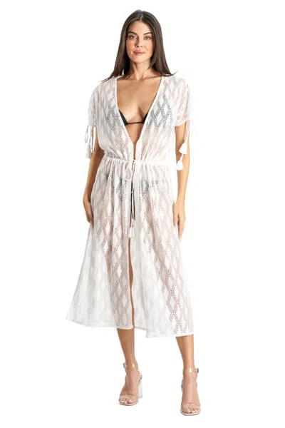 La Moda Clothing Joey V-neck Tasseled Kimono Dress In Multi