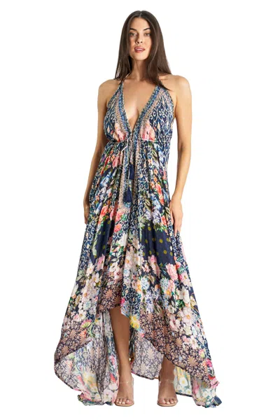 La Moda Clothing Archie Halter Maxi Dress In Multi