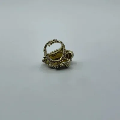 Gucci Women's Bronze Rajah Tiger Head Ring With Crystals In Green Brass