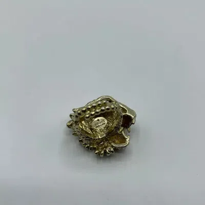 Gucci Women's Bronze Rajah Tiger Head Ring With Crystals In Green Brass
