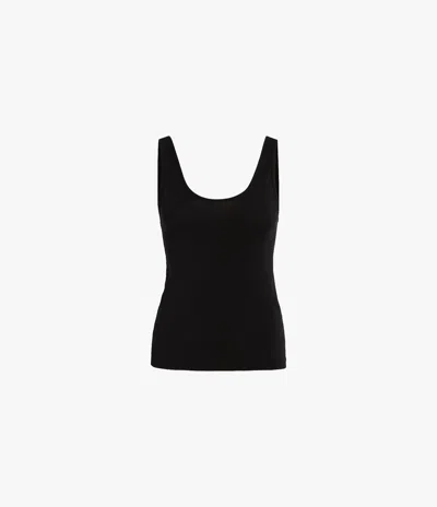 Another Tomorrow Scoop-neck Jersey Tank Top In Black