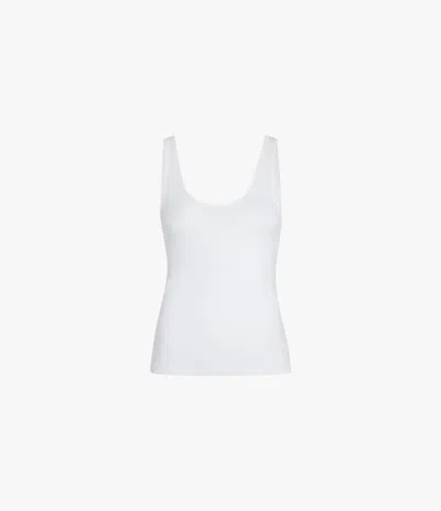 Another Tomorrow Scoop-neck Jersey Tank Top In White