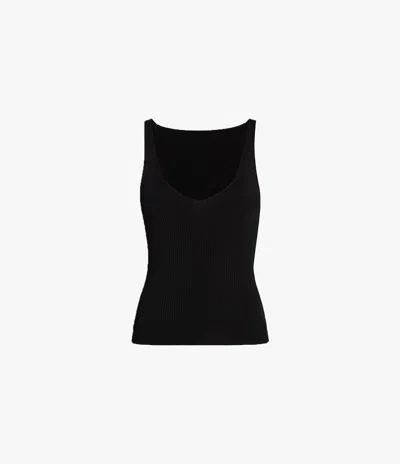 Another Tomorrow Deep V Tank Knit In Black