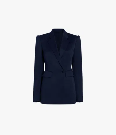 Another Tomorrow Seamed Waist Jacket In Navy