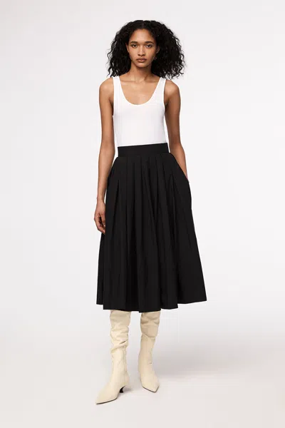 Another Tomorrow Gathered Circle Skirt In Black