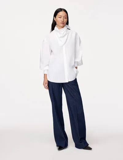 Another Tomorrow Detachable Bandana Blouse In White