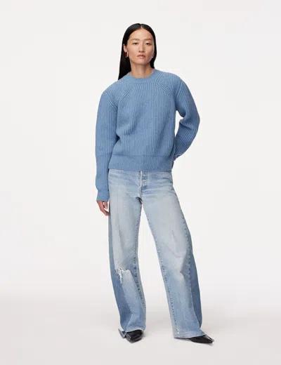 Another Tomorrow Cashmere Ribbed Sweater In Cornflower