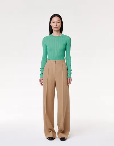 Another Tomorrow High-waisted Wide-leg Pants In Hazelnut