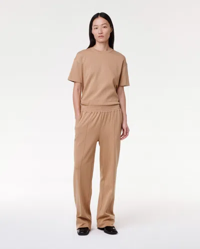 Another Tomorrow Luxe Seamed Short Sleeve In Hazelnut