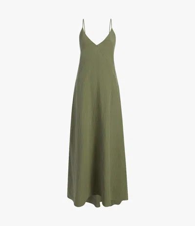 Another Tomorrow Seamed Linen Maxi Slip Dress In Fern