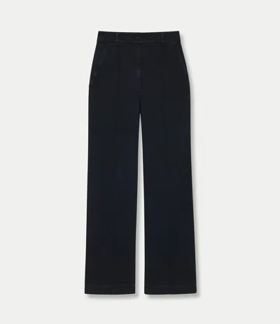 Another Tomorrow High Waisted Denim Trouser In Overdye Black