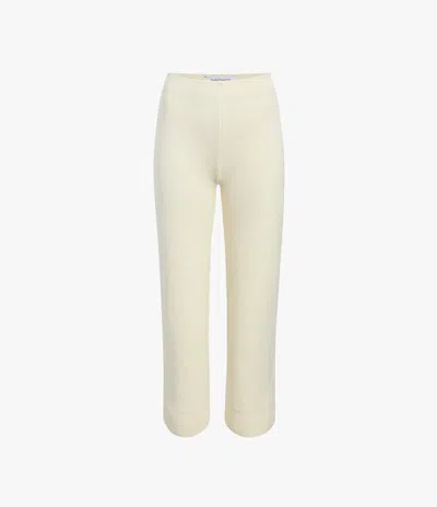 Another Tomorrow Ribbed-knit Cropped Trousers In Cream