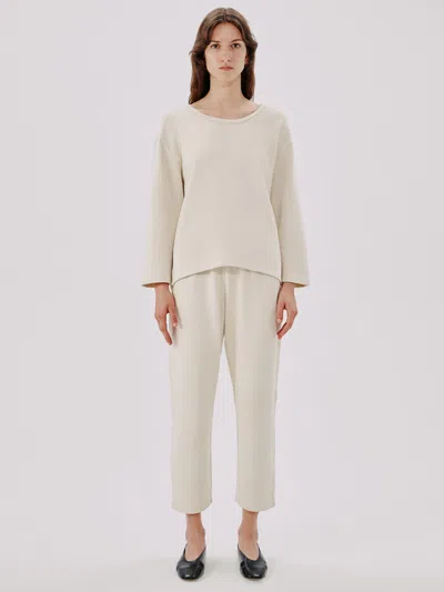 Another Tomorrow Scoopneck Sweatshirt In Parchment