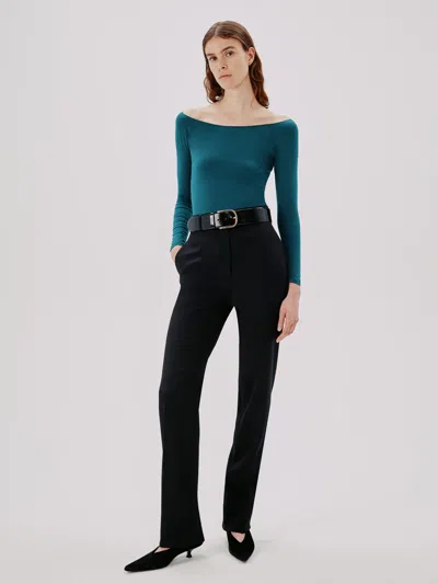 Another Tomorrow Leotard Top In Petrol