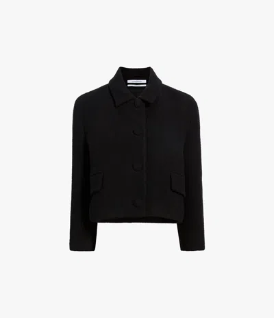 Another Tomorrow Boucle Cocoon Jacket In Black