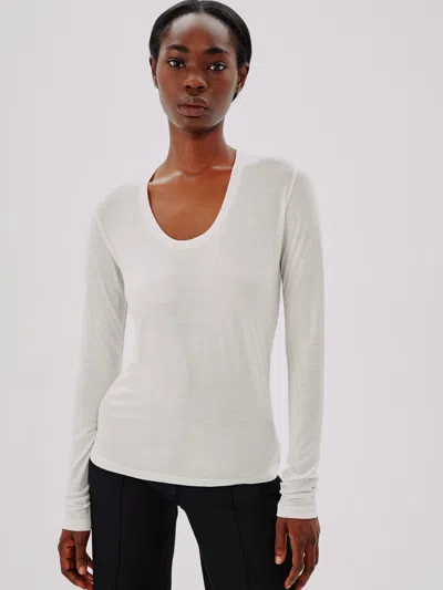 Another Tomorrow Long Ballet Scoop Tee In Vanilla