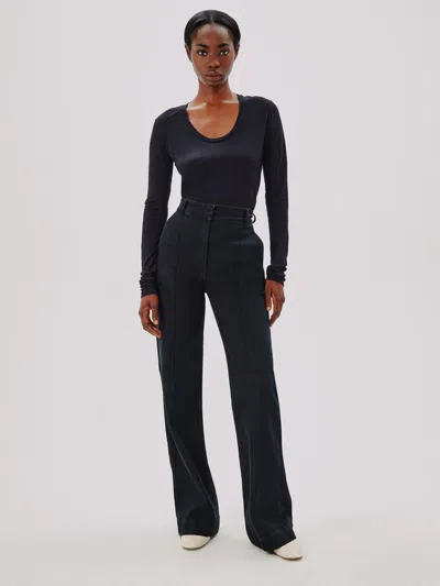 Another Tomorrow Long Ballet Scoop Tee In Black