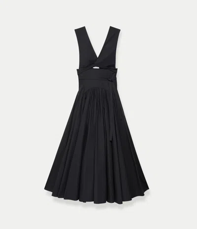 Another Tomorrow Cutout Flared Wrap Dress In Black