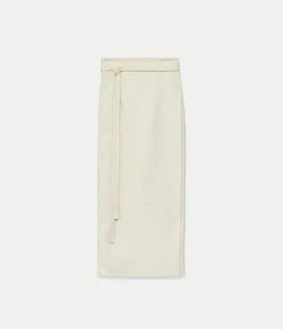 Another Tomorrow Tweed Wrap Skirt In Cream