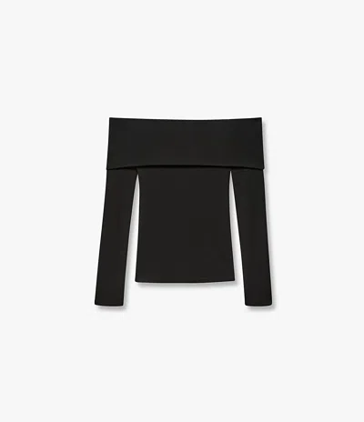 Another Tomorrow Off-shoulder Jersey Top In Black