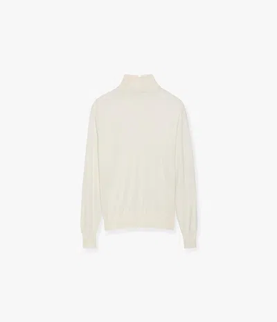 Another Tomorrow Featherweight Wool Turtleneck In Off White