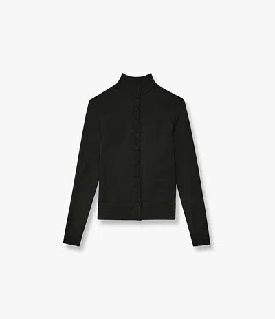 Another Tomorrow Turtleneck Cardigan In Black
