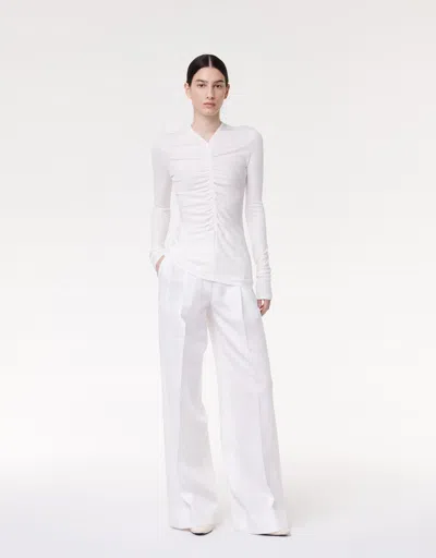 At Authenticated Resale Shirred Long Sleeve Top - Resale In Off White