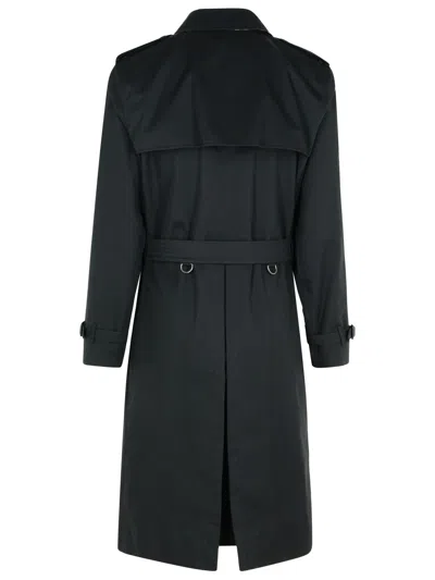 Burberry Long Black Cotton Kensington Trench Coat