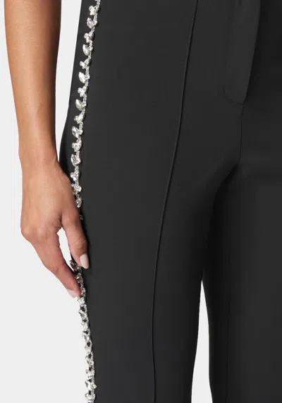 Bebe High Waist Rhinestone Trim Flared Pant In Black