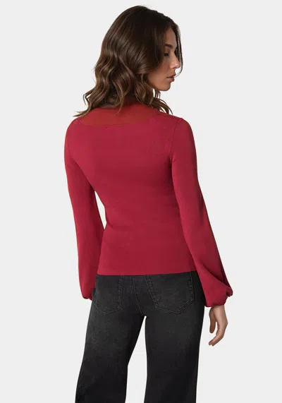 BEBE OPEN NECK RHINESTONE TRIM SWEATER 