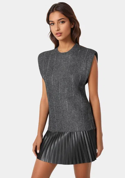 Bebe Sequin Detail Drop Shoulder Sweater In Heather Grey