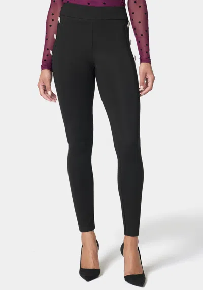 Bebe High Waist Rhinestone Button Legging In Black