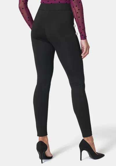 Bebe High Waist Rhinestone Button Legging In Black