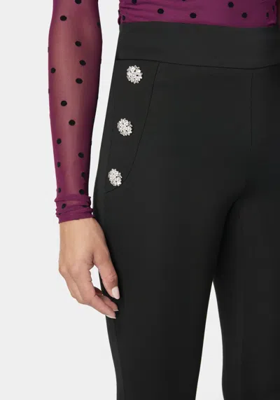 Bebe High Waist Rhinestone Button Legging In Black
