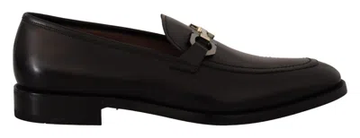 Ferragamo Black Gancini Loafers In Black