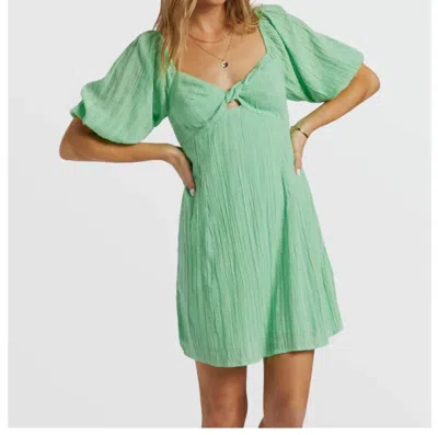Billabong Sol Puff Sleeve Mini Dress In Green In Green