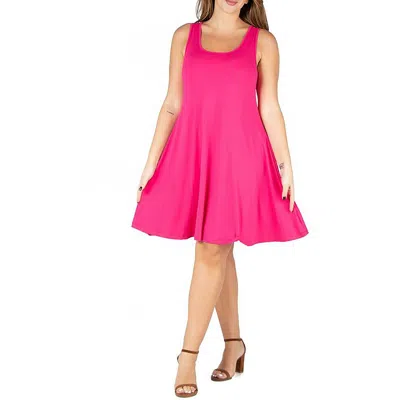 24seven Comfort Apparel Plus Size Fit And Flare Knee Length Tank Dress In Pink