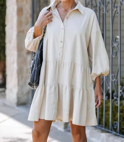 Lavender J Corduroy Ovesized Dress In Beige In Beige