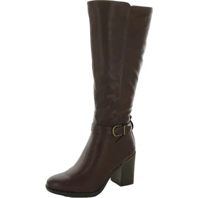 Naturalizer Joslynn Womens Faux Leather Wide Calf Knee-high Boots In Brown