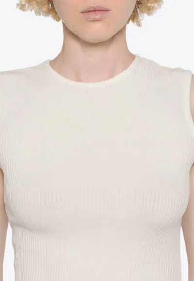 Agolde Ribbed Texture Racerback Tank Top In White