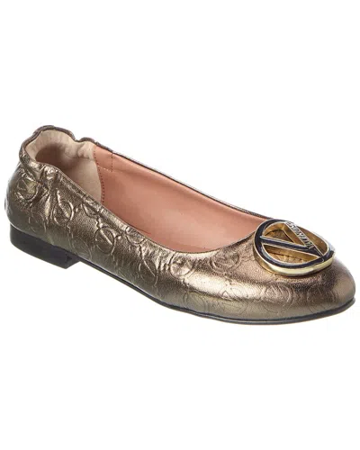 Valentino By Mario Valentino Calliope Leather Flat In Grey
