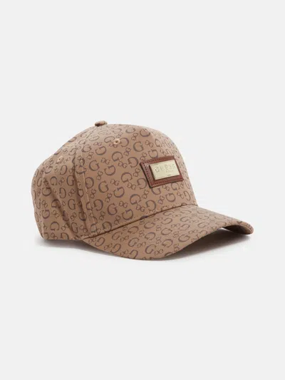 Guess Factory Logo Baseball Hat In Brown